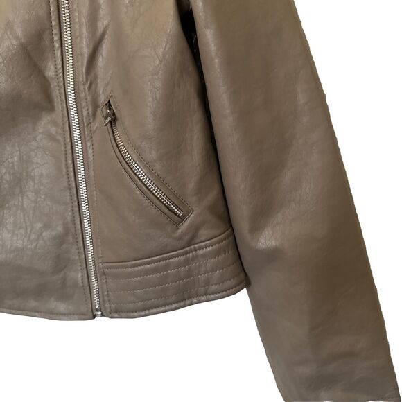 Faux Leather Jacket Gray Women’s Size M Zippers Rori Gilmore - Picture 6 of 12